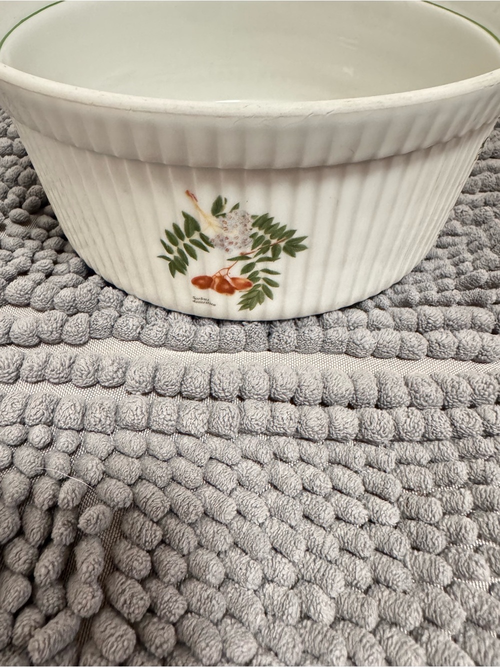 Vintage Limoges France Le Faune Botanical Porcelain Baking Dish - White & Green - Picture 3 of 9
